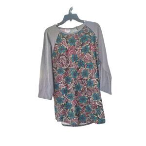 Lularoe 2X Paisley Floral Raglan Shirt Long Sleeve Casual